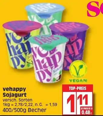 Edeka vehappy Sojagurt 400/500g Becher Angebot