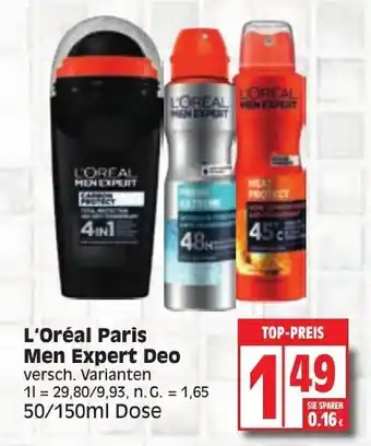 Edeka L'Oréal Paris Men Expert Deo 50/150ml Dose Angebot