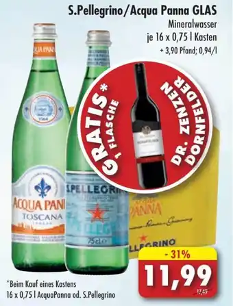 Lösch Depot S. Pellegrino/Acqua Panna Glas Mineralwasser 16x0,75 L Kasten Angebot