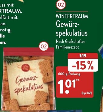 Aldi Nord Wintertraum Gewürzspekulatius 600 g Packung Angebot