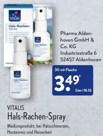 Aldi Nord Vitalis Hals Rachen Spray 30 ml Flasche Angebot