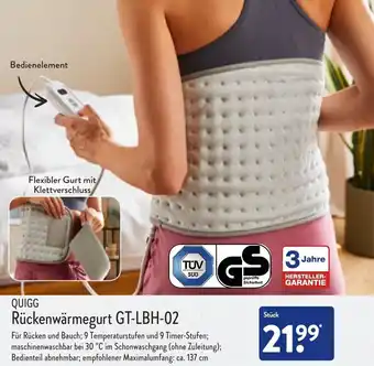 Aldi Nord Quigg Rückenwärmegurt GT-LBH-02 Angebot