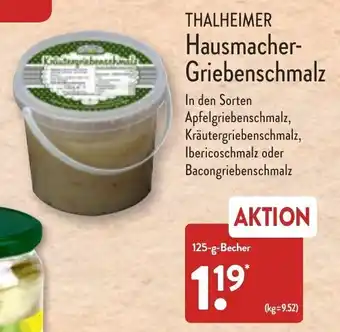 Aldi Nord Thalheimer Hausmacher Griebenschmalz 125 g Becher Angebot