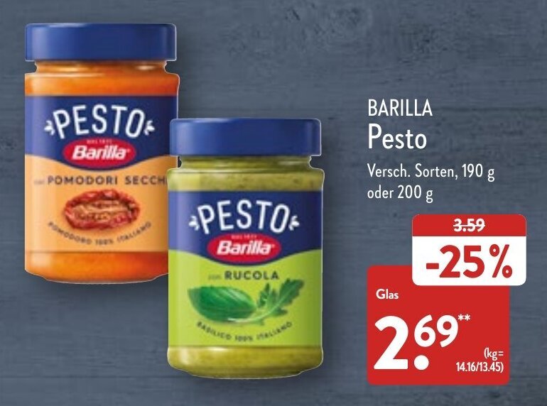 Barilla Pesto 190 g oder 200 g Angebot bei Aldi Nord