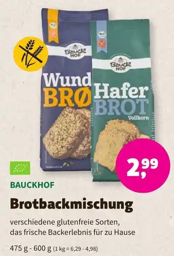 Biomarkt Bauckhof Brotbackmischung 475 g - 600 g Angebot