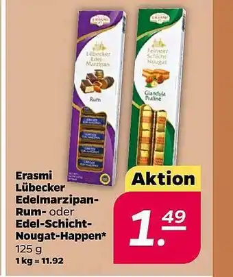 NETTO Erasmi lübecker edelmarzipan-rum- oder edel-schicht-nouga-happen Angebot