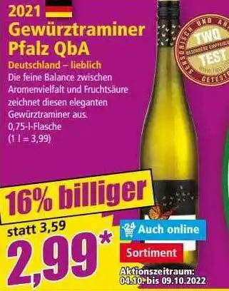 Norma 2021 gewürztraminer pfalz qba Angebot