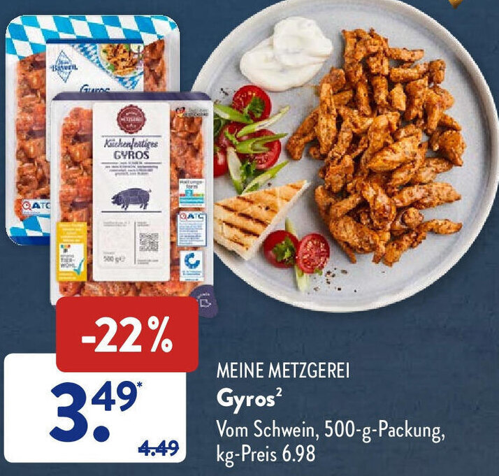 Meine Metzgerei Gyros 500 g Packung Angebot bei Aldi Süd