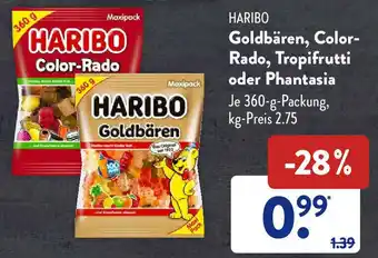 Aldi Süd Haribo Goldbären, Color Rado, Tropifrutti oder Phantasia 360 g Packung Angebot