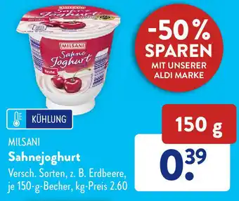 Aldi Süd Milsani Sahnejoghurt 150 g Becher Angebot