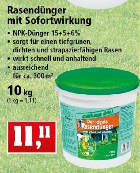 Rasendnger mit Sofortwirkung 10kg Angebot bei Thomas Philipps