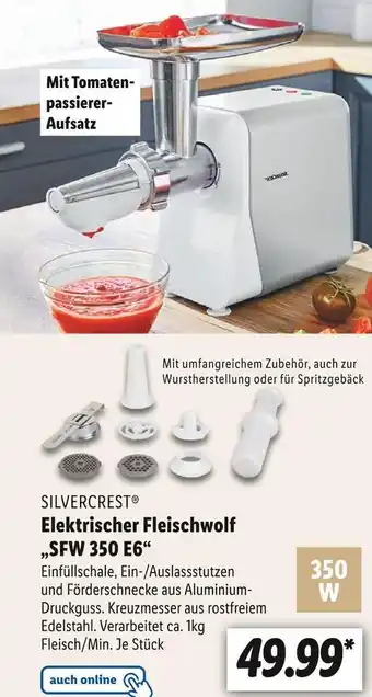 Lidl Silvercrest elektrischer fleischwolf „sfw 350 e6“ Angebot