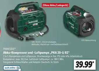 Lidl Parkside akku-kompressor und -luftpumpe „pka 20-li b2“ Angebot