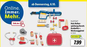 Lidl Playtive holz rollenspielzeug berufe arztkoffer + werkzeuggürtel Angebot