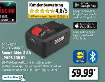 Lidl Parkside performance smart-akku 8 ah „paps 208 a1“ Angebot