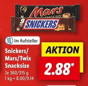 Lidl Snickers, mars oder twix snacksize Angebot