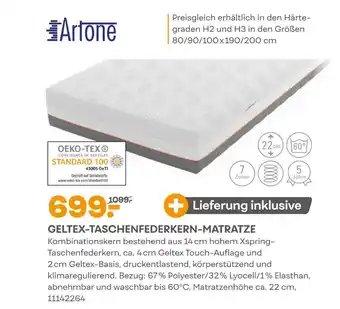 Möbel Kraft Artone geltex-taschenfederkern-matratze Angebot