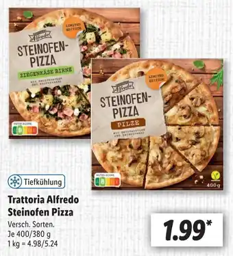 Lidl Trattoria Alfredo Steinofen Pizza 400/380 g Angebot