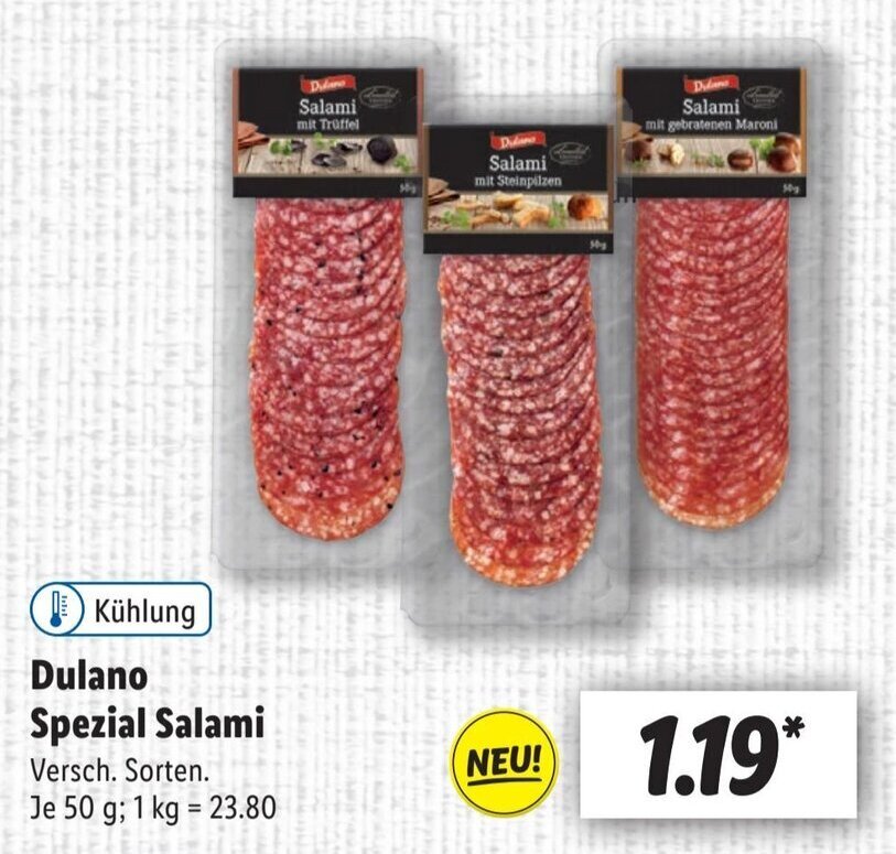 Dulano Spezial Salami 50 g Angebot bei Lidl
