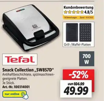 Lidl Tefal snack collection „sw857d“ Angebot