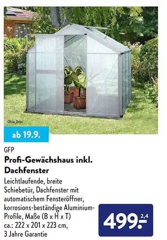 Aldi Nord Gfp profi-gewächshaus inkl. dachfenster Angebot