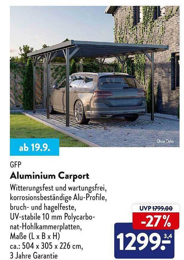 Gfp aluminium carport Angebot bei Aldi Nord