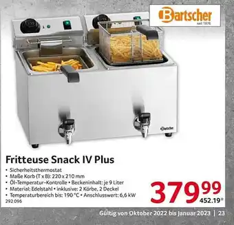 Selgros Bartscher fritteuse snack iv plus Angebot