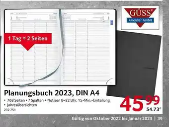 Selgros Planungsbuch 2023 din a4 güss Angebot