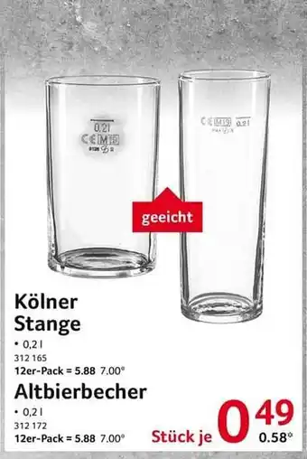 Selgros Kölner stange oder altbierbecher Angebot