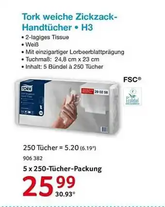 Selgros Tork weiche zickzack-handtücher h3 Angebot