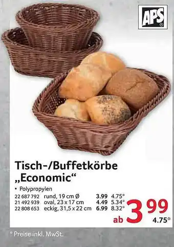 Selgros Tisch-/Buffetkörbe ,,Economic" Angebot