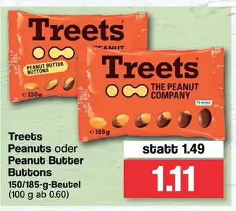 Famila Nord West Treets Peanuts oder Peanut Butter Buttons 150/185g Beutel Angebot