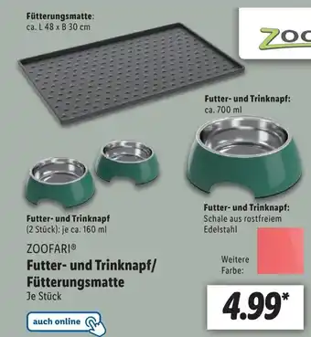 Lidl Zoofari Futter- und Trinknapf/Fütterungsmatte Angebot