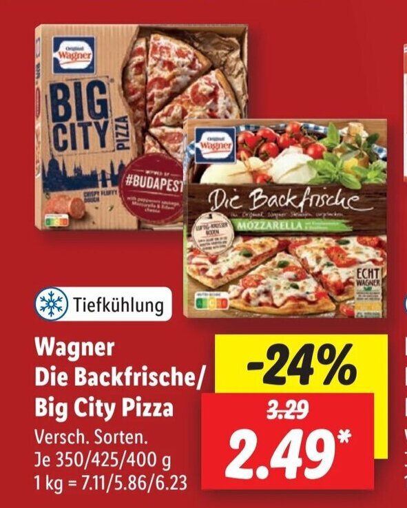 Wagner Die Backfrische/Big City Pizza 350/425/400 g Angebot bei Lidl