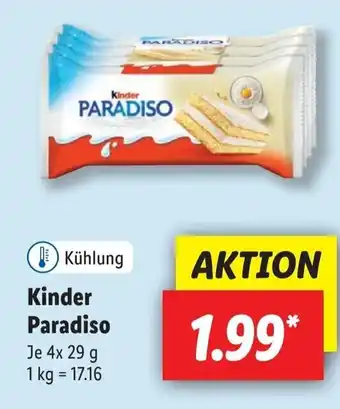 Lidl Kinder Paradiso 4x 29 g Angebot