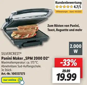 Lidl Silvercrest Panini Maker ,,SPM 2000 D2" Angebot