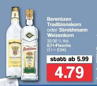 Famila Nord West Berentzen Traditionskorn, oder Strothmann Weizenkorn 0,7L Angebot