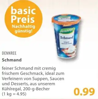 basic Dennree Schmand 200 g Becher Angebot