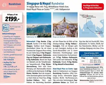 Lidl Singapur & Nepal Rundreise Angebot