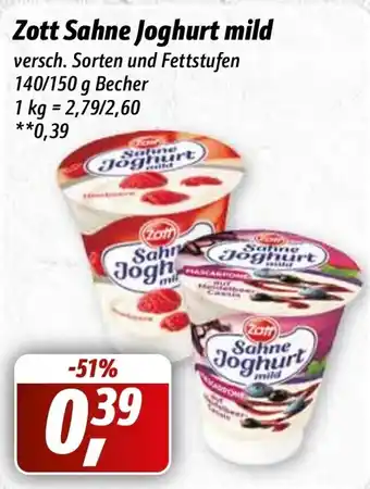 Simmel Zott Sahne Joghurt mild 140/150 g Becher Angebot