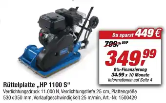 toom Baumarkt Rüttelplatte HP 1100 S Angebot