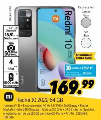 MEDIMAX Xiaomi Redmi 10 2022 64 GB Angebot