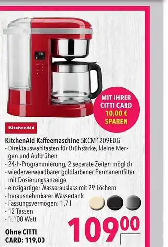 CITTI Markt Kitchenaid kaffeemaschine Angebot