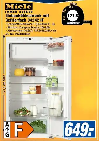 Expert Technomarkt Miele Einbaukühlschrank mit Gefrierfach 34242 iF Angebot