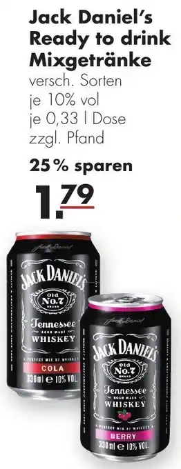 Handelshof Jack Daniel's Ready to drink Mixgetränke 0,33 L Dose Angebot