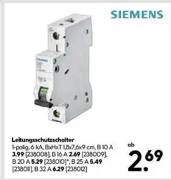 Hellweg Siemens leitungsschutzschalter Angebot