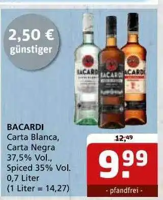 Getränke Quelle Bacardi carta blanca, carta negra, spiced Angebot