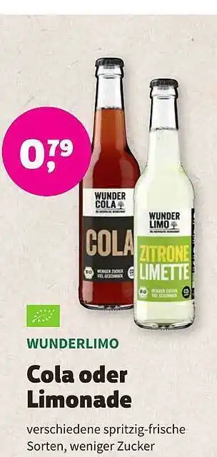 Biomarkt Wunderlimo cola oder limonade Angebot