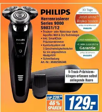 Expert Technomarkt Philips Herrenrasierer Series 9000 S9031/12 Angebot