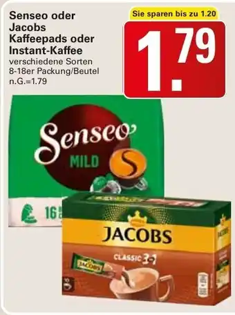 WEZ Senseo oder Jacobs Kaffeepads oder Instant Kaffee 8-18er Packung/Beutel Angebot